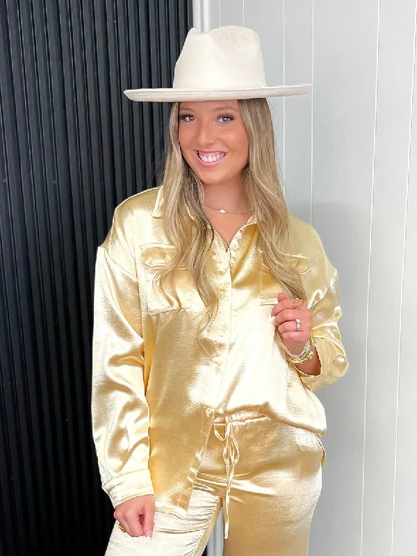 Champagne Glam Button Down Blouse