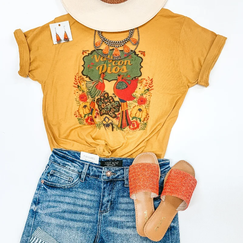 Vaya Con Dios Short Sleeve Floral Graphic Tee in Mustard Yellow