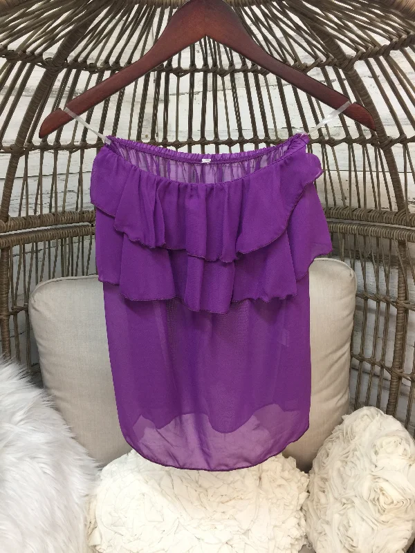 Ruffle Me Up Sheer Tube Top in Purple