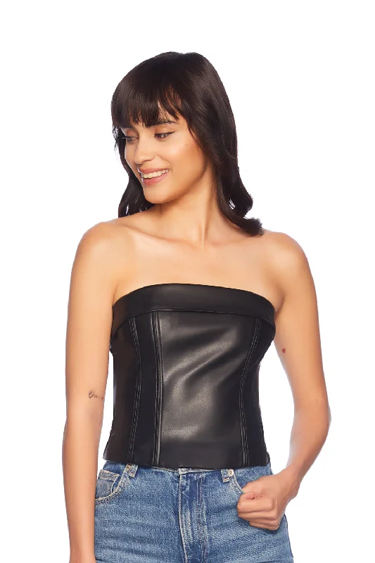 faux leather corset tube top