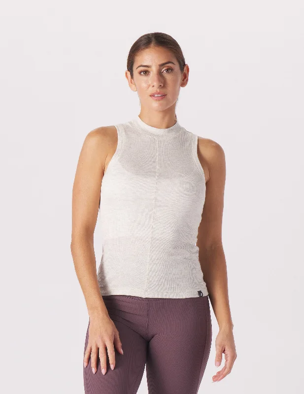 Ruby Mock Neck Tank: Oatmilk