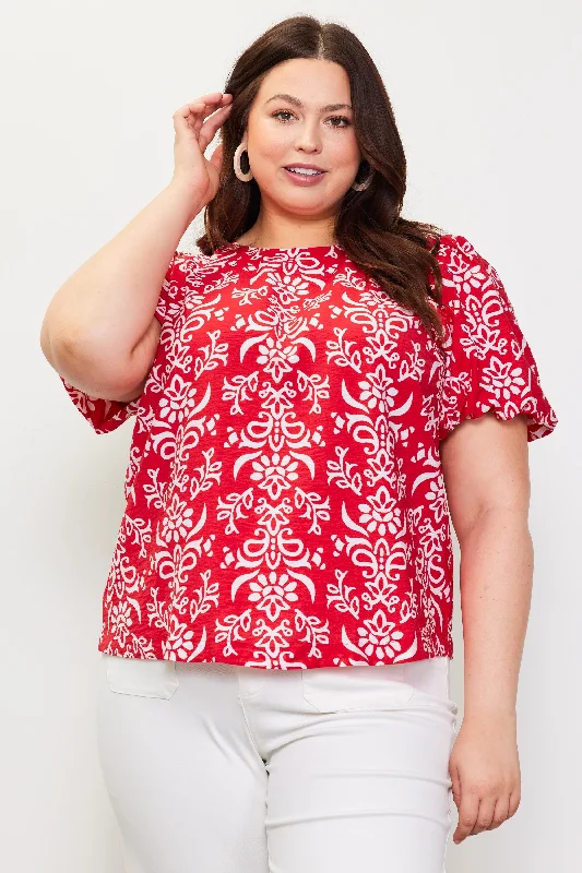 [Plus Size] Coastal Living Bubble Sleeve Top