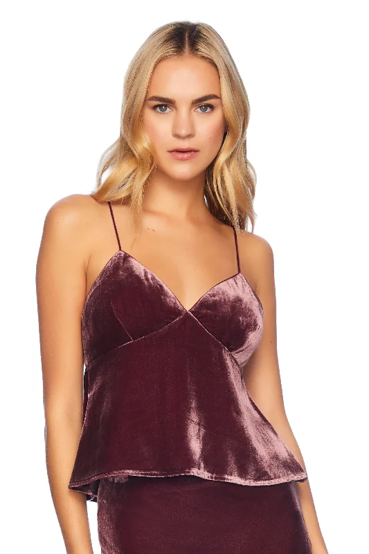 velvet silk bias string top