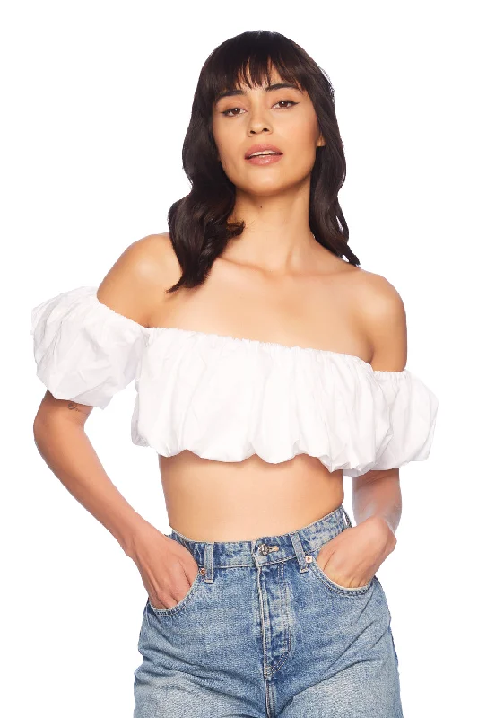 poplin gathered crop top