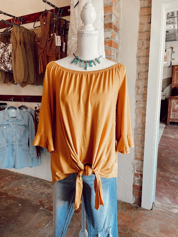 Mustard Tie Front Top