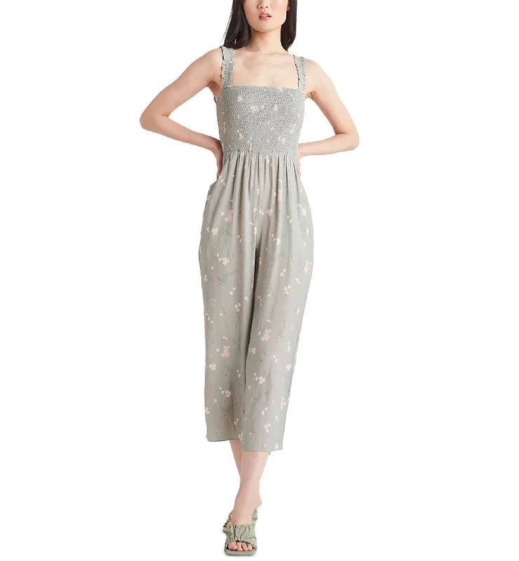 Women's Smocked Printed Wide-Leg Jumpsuit