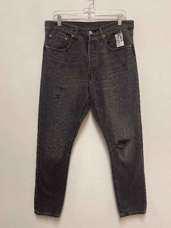 Jeans Straight By Levis In Grey Denim, Size: 12