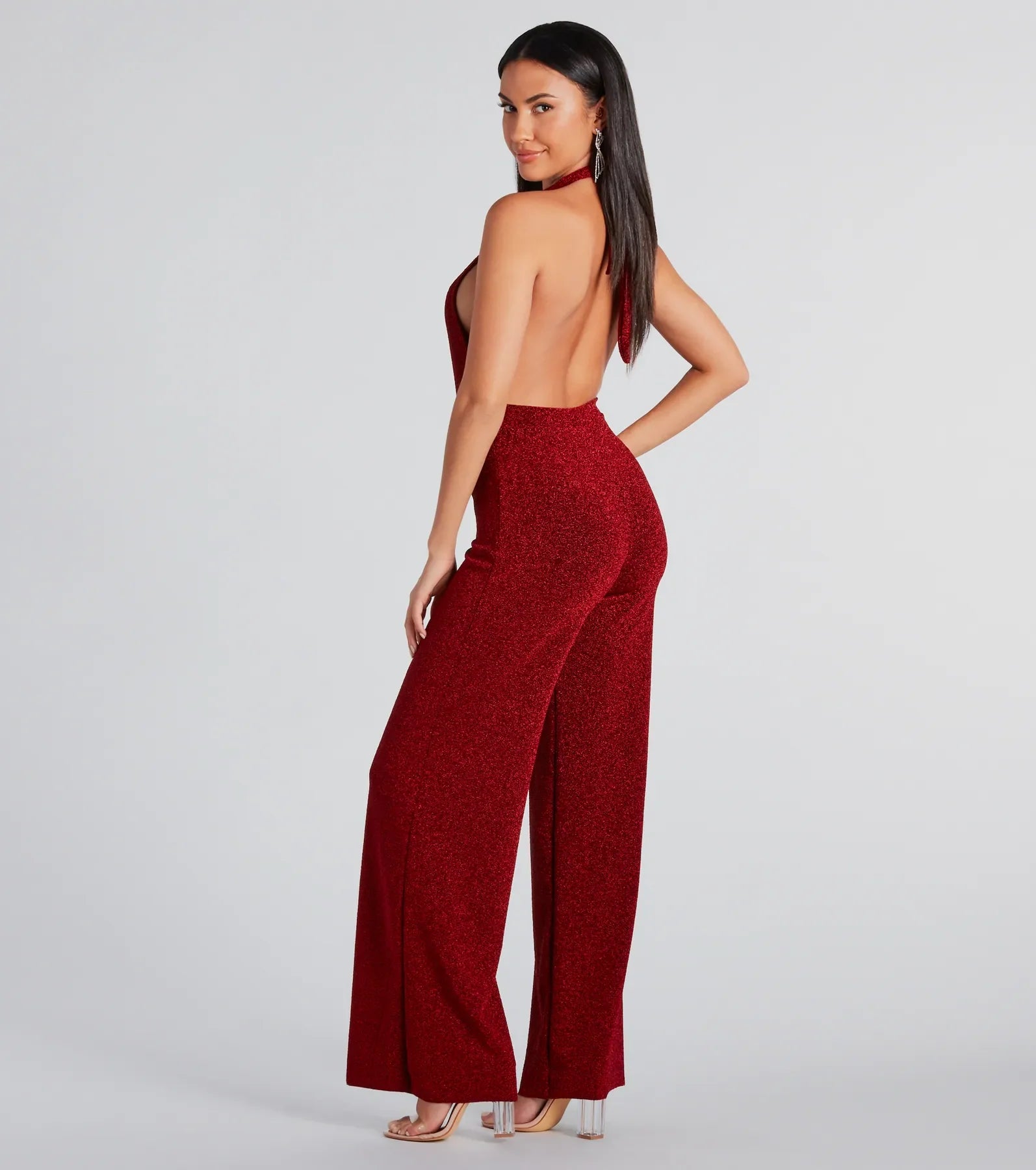 Spark Of Glamour Halter Backless Jumpsuit