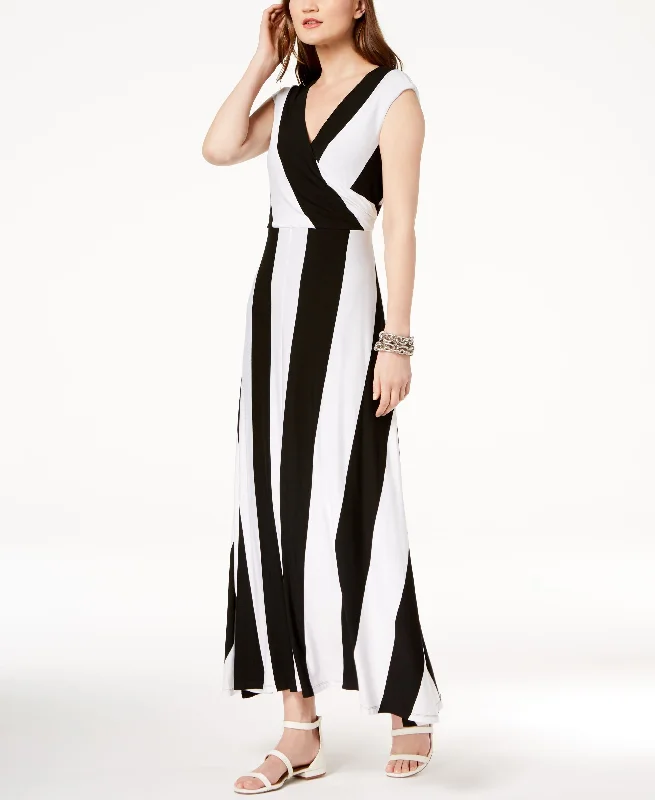 Striped Cap Sleeve Maxi Dress