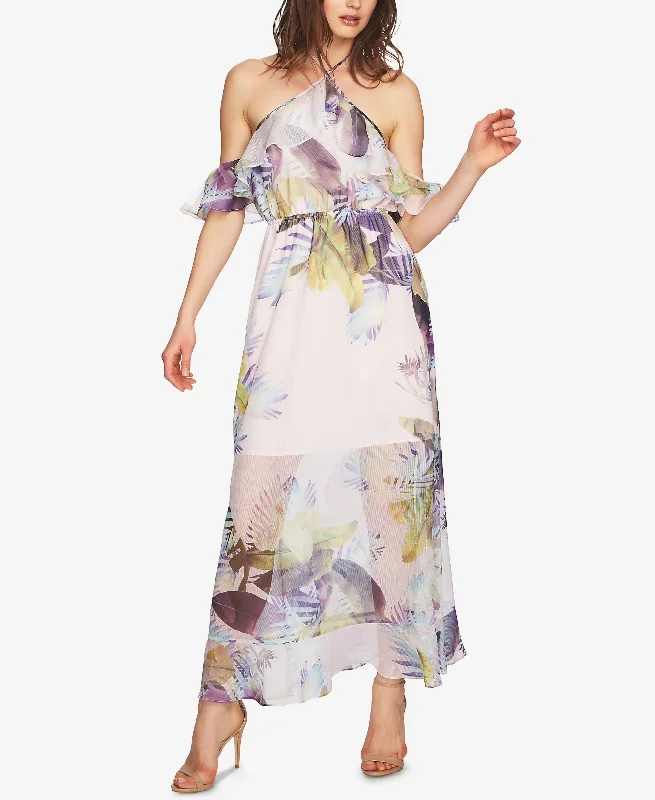 Cece Printed Cold Shoulder Maxi Dress