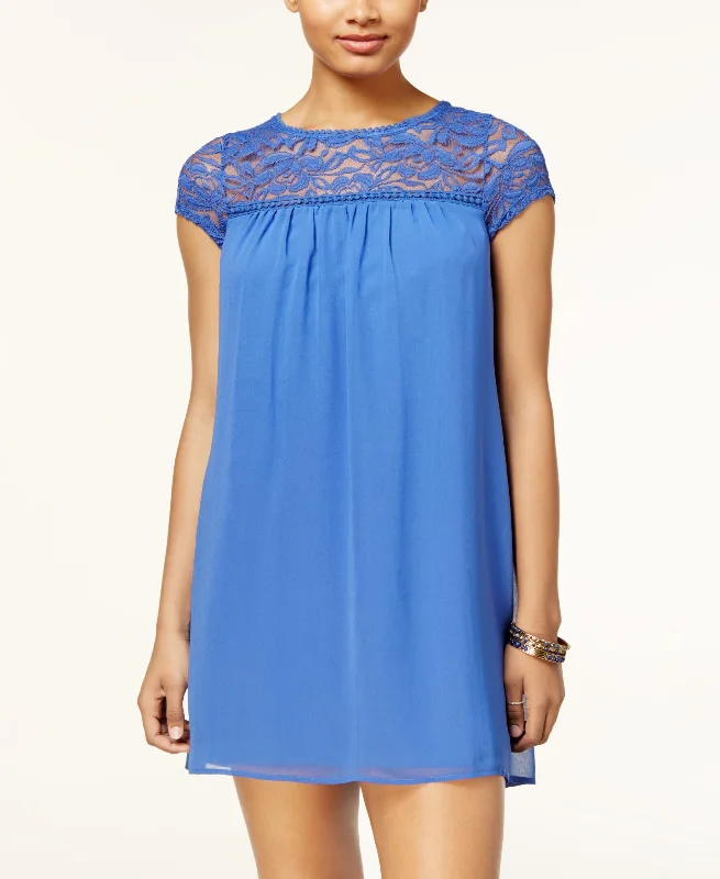 As U Wish Juniors Lace Yoke Shift Dress