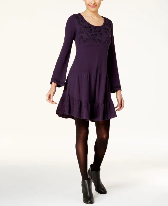 Style & Co Embroidered Sweater Dress