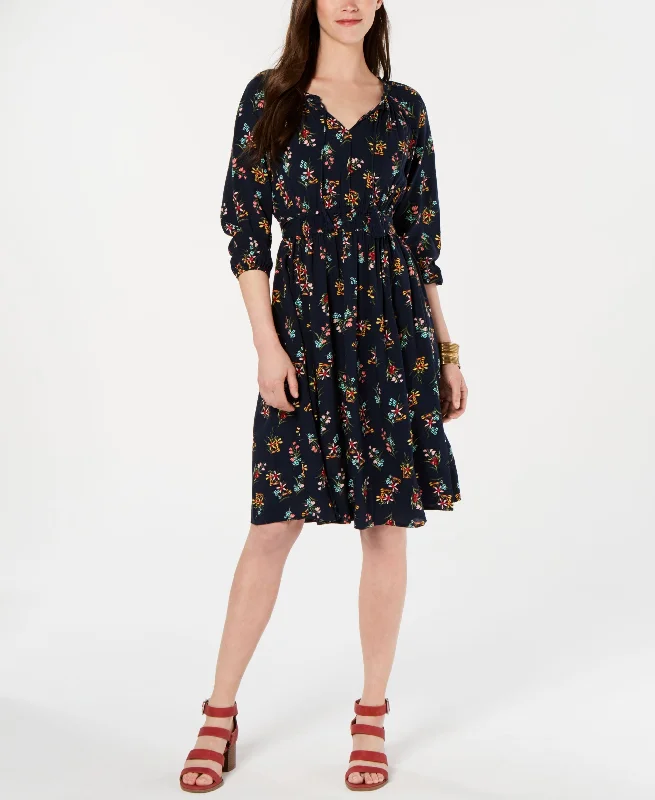 Style & Co Printed Tassel Tie Midi Dress