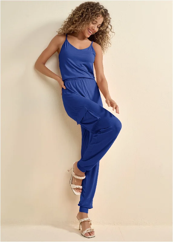 Cargo Jogger Jumpsuit - Dark Blue