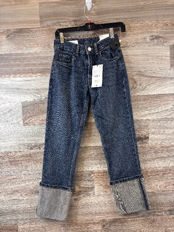 Jeans Cropped By Zara In Blue Denim, Size: 0