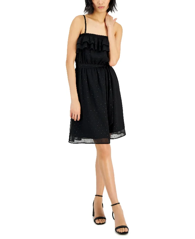 INC International Concepts Clip Dot Ruffled Dress