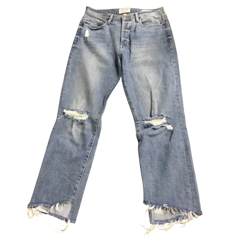 Jeans Straight By Frame In Blue Denim, Size: 4