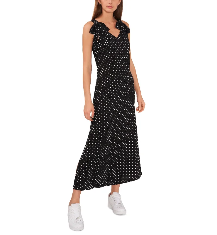 Riley Rae Womens Tied Shoulder Polka Dot Maxi Dress