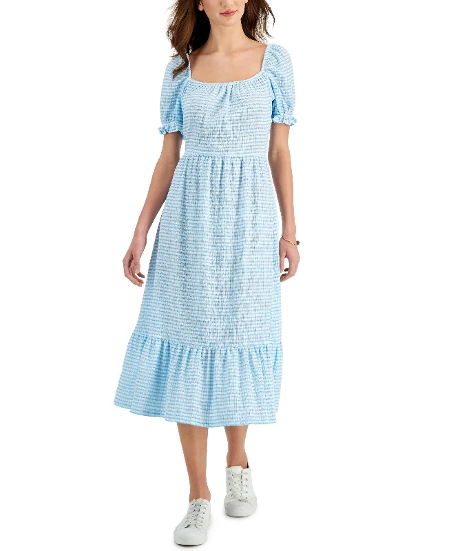 Charter Club Gingham Flounce Trim Dress