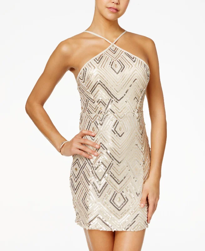 Crystal Doll Juniors Sequined Bodycon Dress