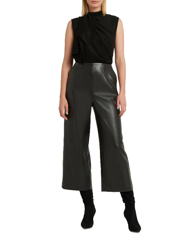 H Halston Womens Faux Suede Jumpsuit