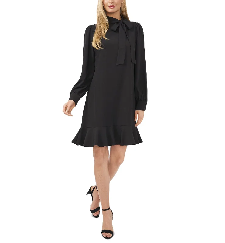 Women's Tie-Neck Ruffled-Hem Dress