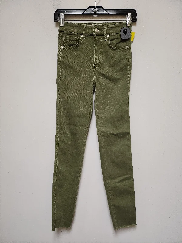 Jeans Skinny By Free People In Green Denim, Size: 2