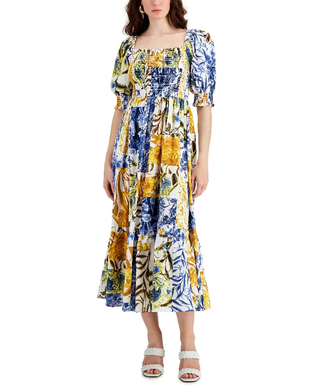 INC International Concepts Puff Sleeve Print Dress