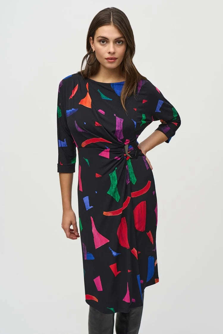 Joseph Ribkoff Silky Knit Abstract Print Sheath Dress