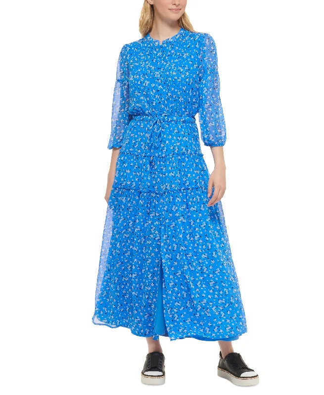 Karl Lagerfeld Paris Tiered Floral Print Maxi Dress