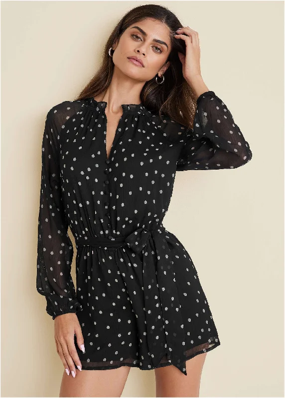 Crinkle Chiffon Romper - Dolce Vita Dot