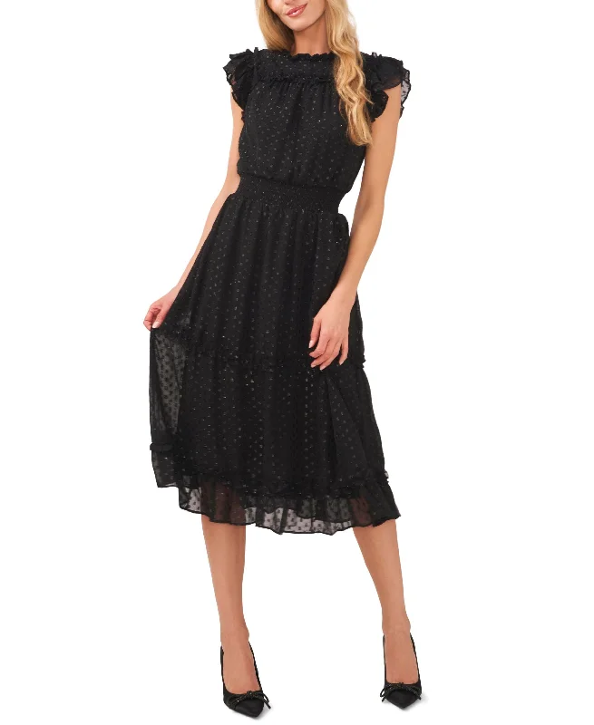 Women's Lurex Clip Dot Midi Dress