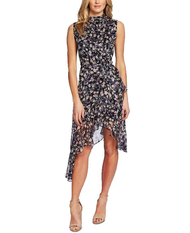 Cece Floral Print Asymmetrical Dress