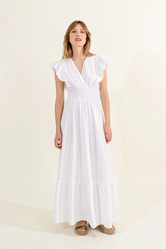 Molly Bracken Long White Cotton Dress