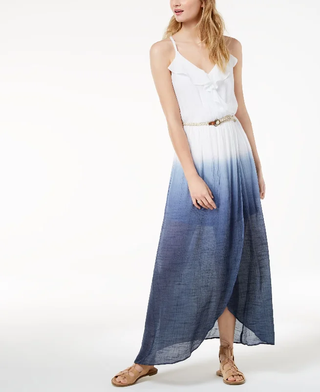 Bcx Juniors Dip Dyed Wrap Maxi Dress With Belt