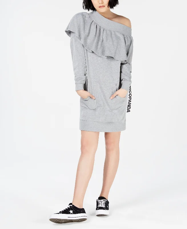 Nicopanda Off The Shoulder Sweatshirt Dress