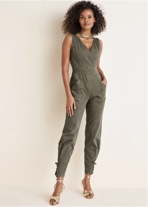 Twill Utility Jumpsuit - Olive