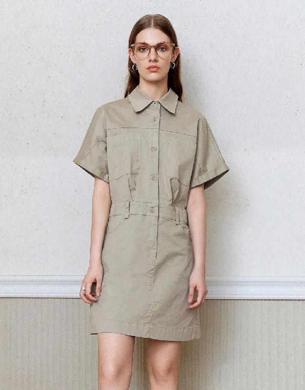 Lapel Straight Shirt Dress