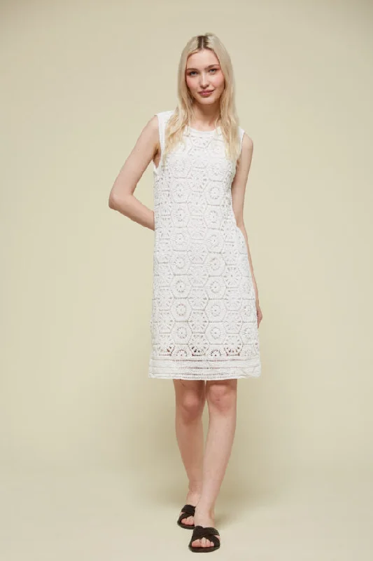 Van-Dos Off White Crochet Dress