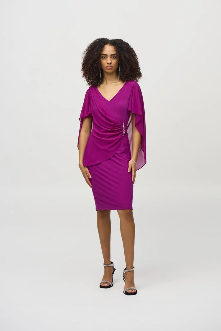 Joseph Ribkoff Empress Silky Knit and Chiffon Sheath Dress