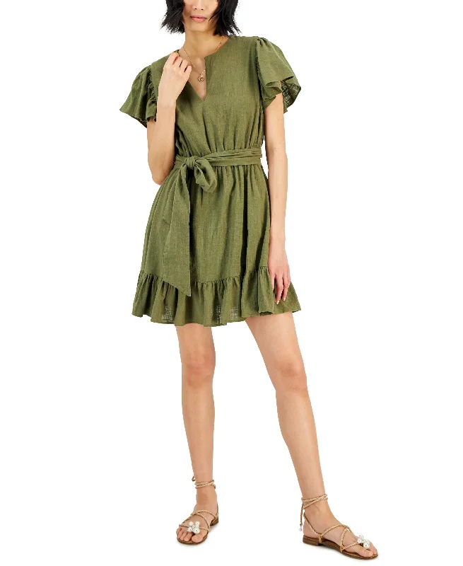 INC International Concepts Womens Cotton Flutter Sleeve Dress