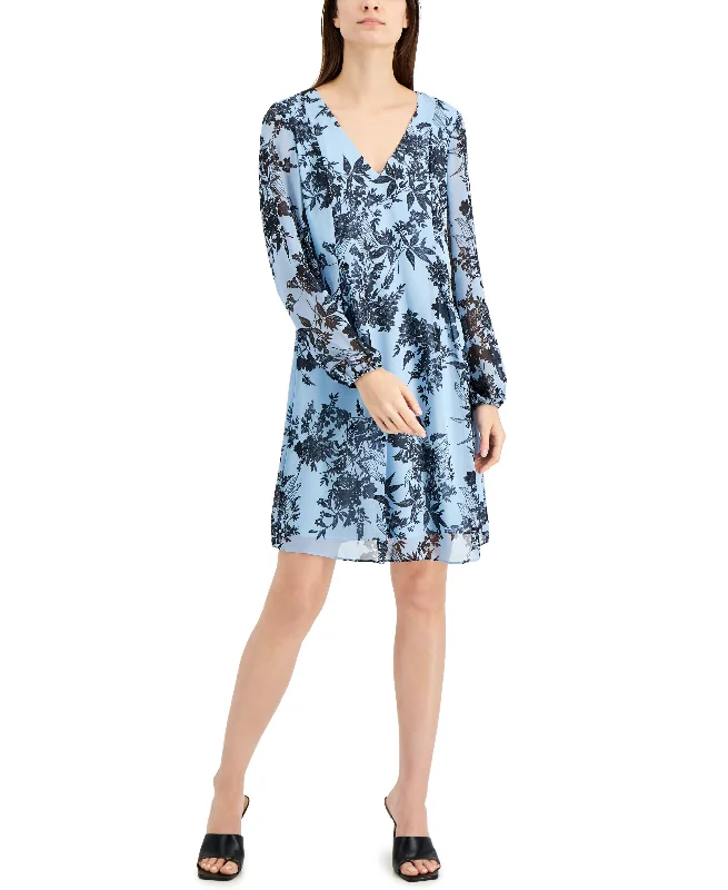 INC International Concepts Printed Chiffon Shift Dress