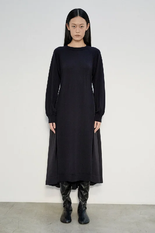 MEIMEIJ Mid Calf Navy Dress