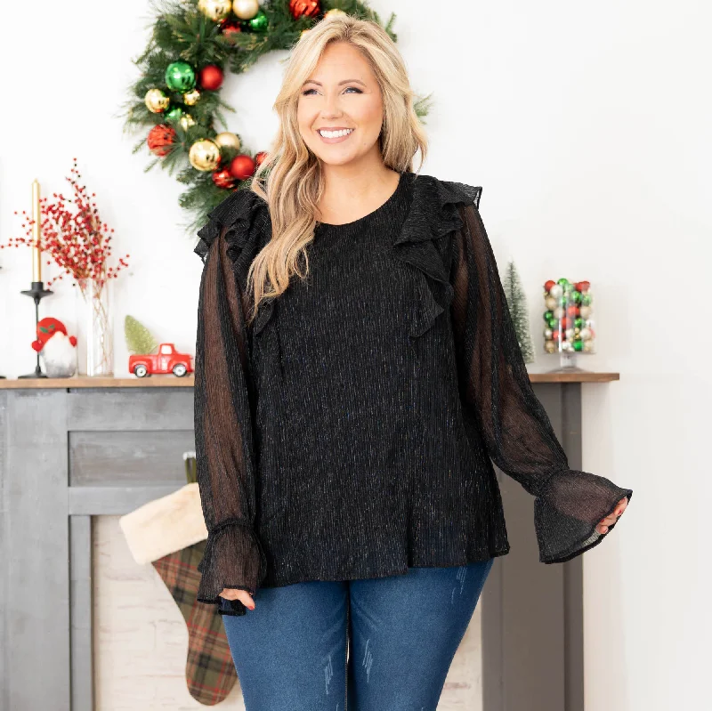 Stay Out All Night Blouse, Black