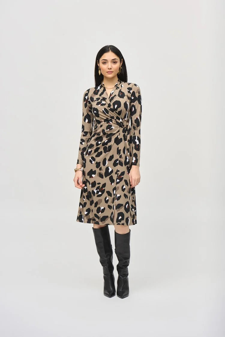 Joseph Ribkoff Silky Knit Animal Print Wrap Dress