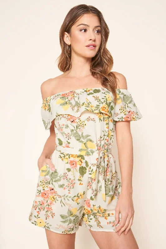 Kailey Floral Off the Shoulder Romper