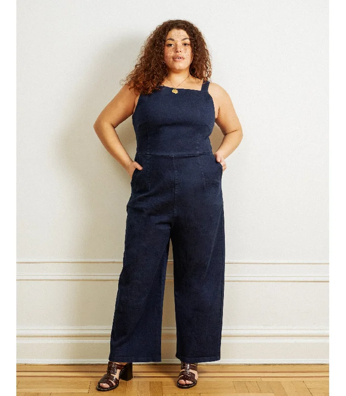 Brenda Square Neck Wide Leg Jumpsuit - Dark Indigo