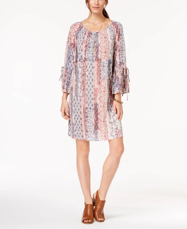 Printed Bell-Sleeve Peasant Dress