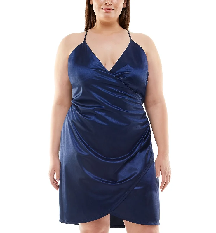 Speechless Trendy Plus Size Satin Faux Wrap Dress